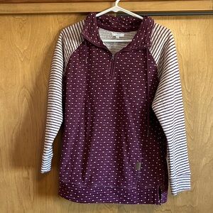 Maurices Maroon and White Patterned Pullover